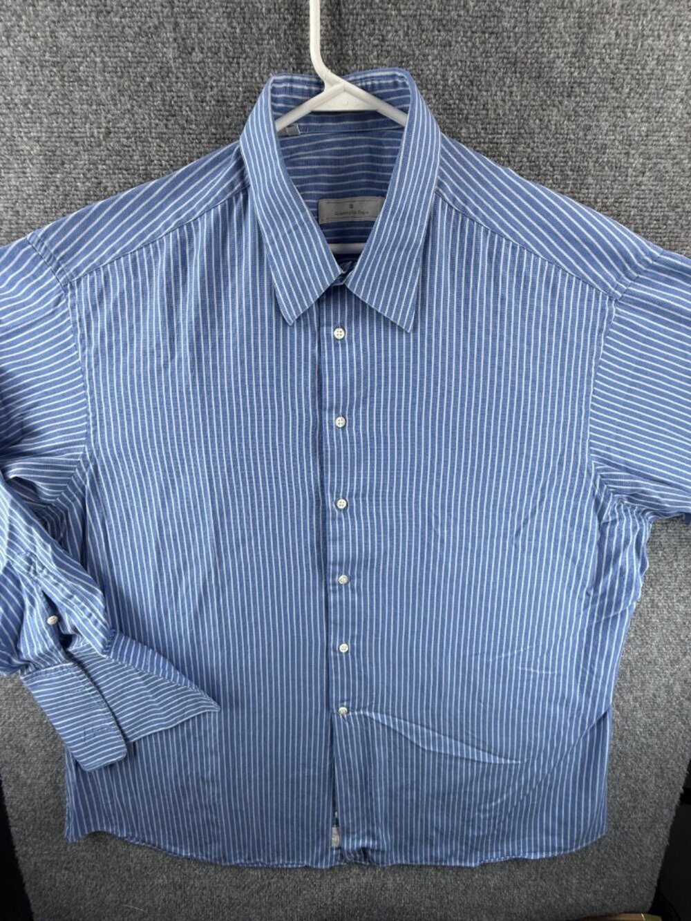 Ermenegildo Zegna Cotton Striped Large Blue Shirt Long Sleeve Luxury Button Up